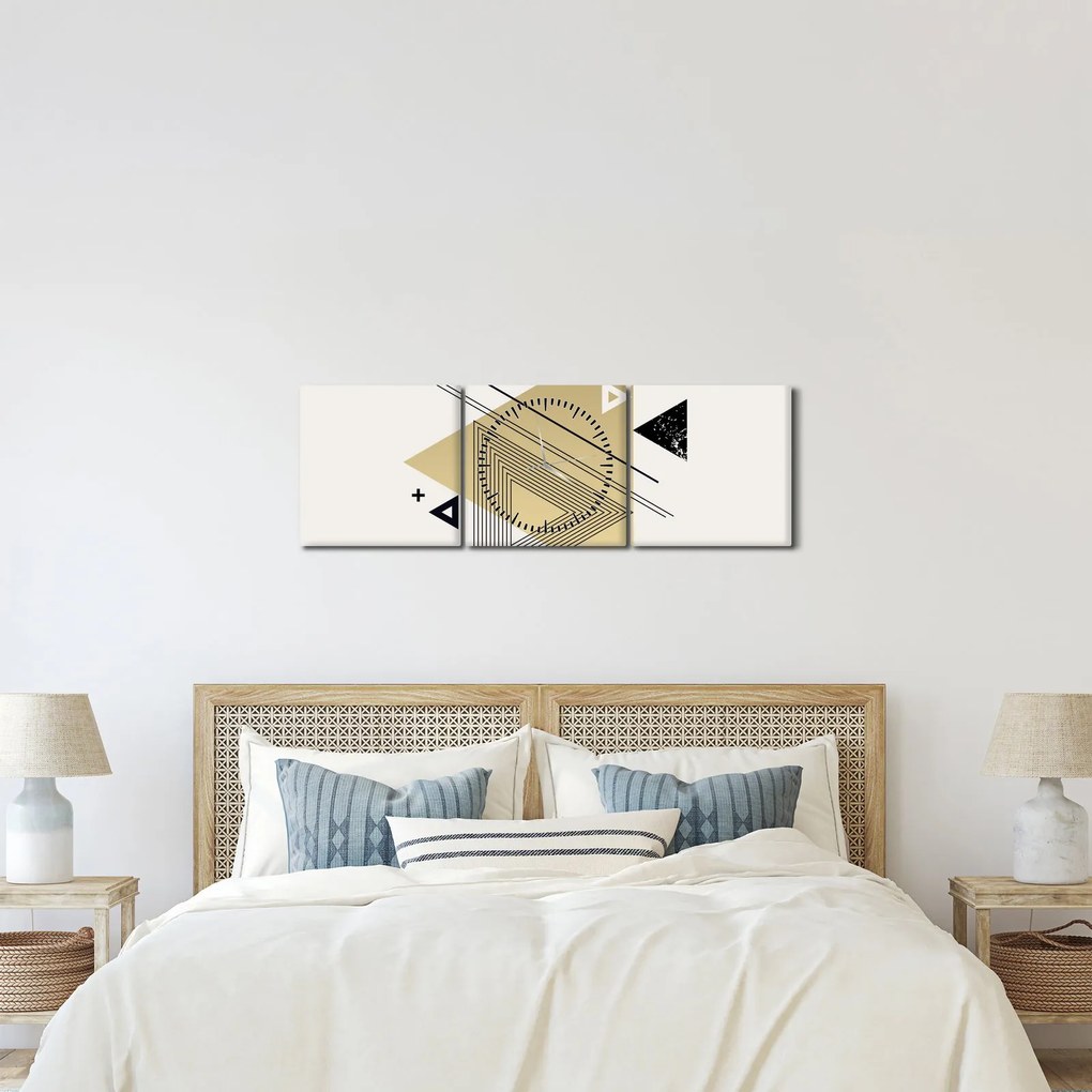 Obraz - Geometrické tvary N⁰4 (s hodinami) (90x30 cm)