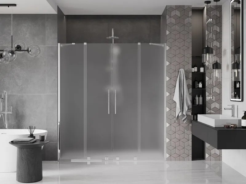 Mexen Velar Duo, posuvné sprchové dvere do otvoru 170 cm, 8mm sklo námraza, chrómová, 871-170-000-32-01