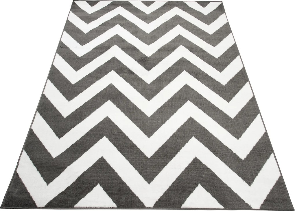 TA Koberec C438A TMAVO SIVÁ/BIELA BALI PP Rozmer: 180x250 cm