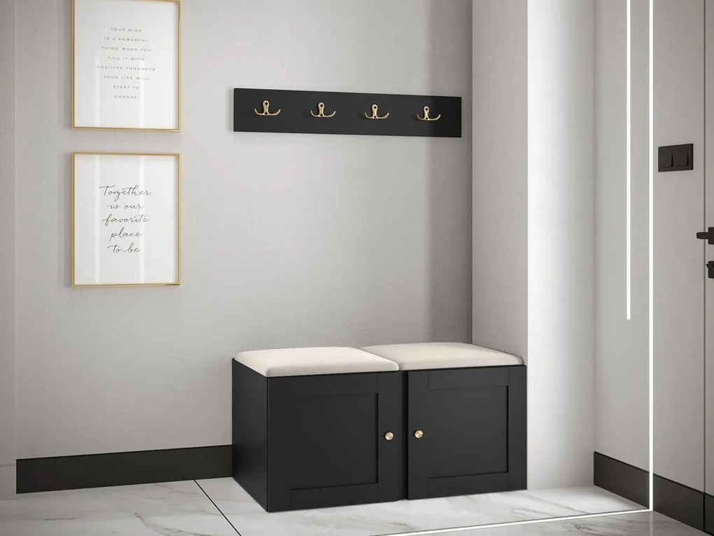 Predsieňová zostava Terospito VI, Farby: čierna, Farba čalúnenia:: ekokoža Soft 011 (čierna)