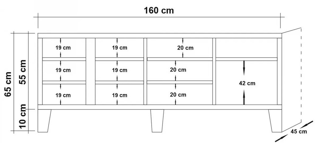 TV stolík Marina Mila II 160 cm borovica atlantická/viacfarebný