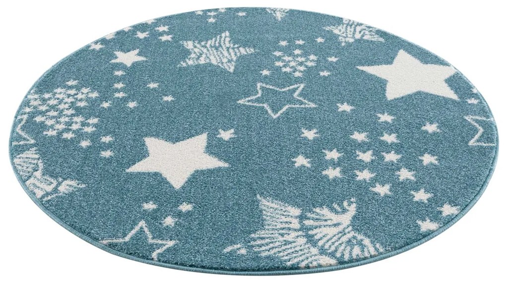 Dekorstudio Okrúhly detský koberec ANIME - modré hviezdy 9387 Priemer koberca: 120cm