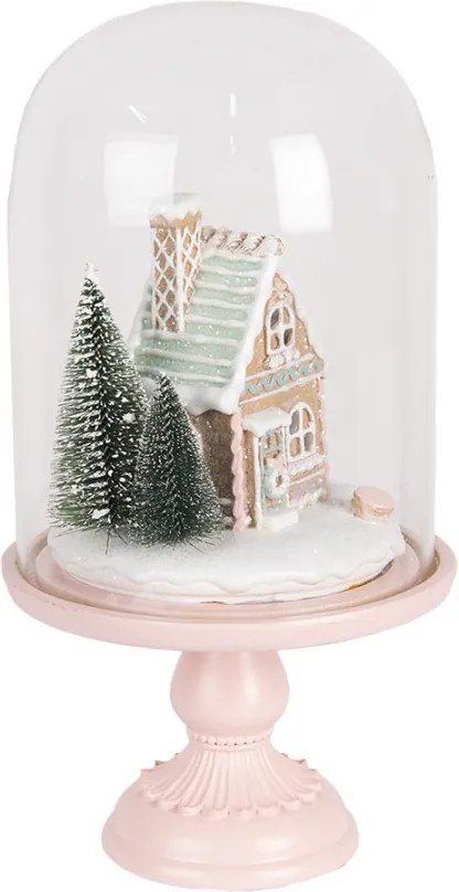 Perníková chalúpka v poklope na podstavci Ginger Led - Ø 17*30 cm / 2*AAA