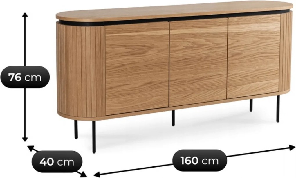 Vintino Komoda trojdverová ELISIE 160 cm dub