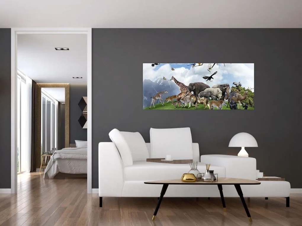 Obraz - Zvieratká na ostrove (120x50 cm)
