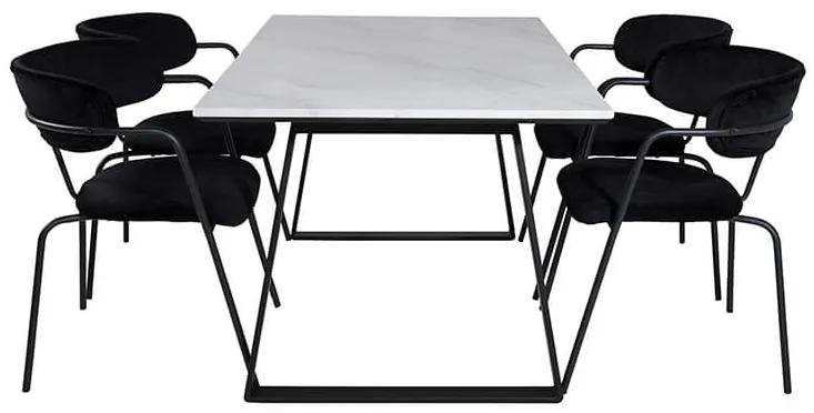 Estelle Arrow stolová súprava mramor biela/čierna