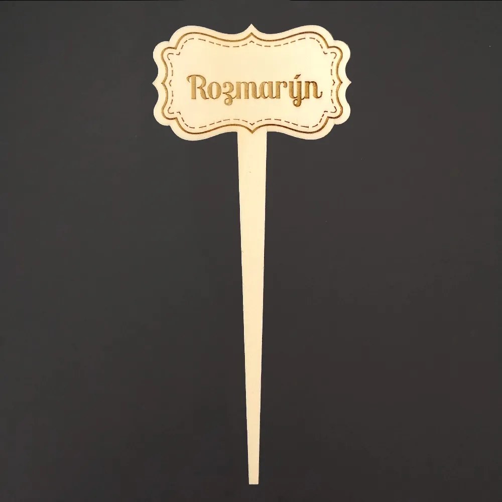 AMADEA Drevený zápich - ceduľka na bylinky Rozmarín, výška 20 cm, český výrobok