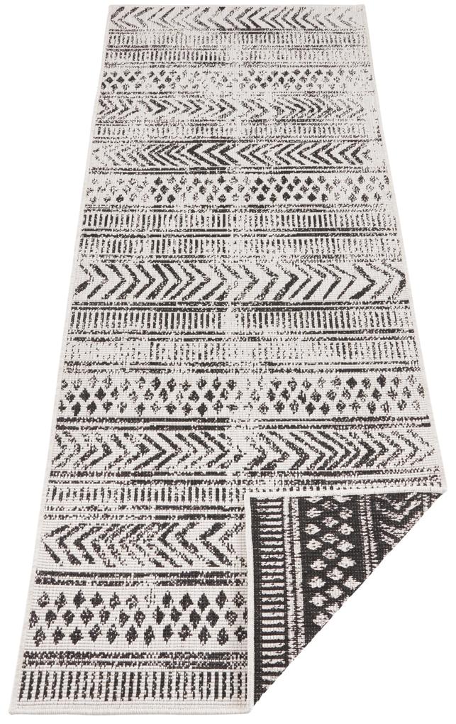 NORTHRUGS - Hanse Home koberce Kusový koberec Twin Supreme 103860 Black / Cream – na von aj na doma - 80x350 cm