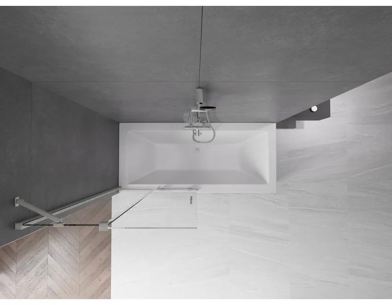 Mexen Velar, 2-krídlová posuvná vaňová zástena 95 x 150 cm, 8mm číre sklo, brúsená oceľ, 896-095-000-01-97