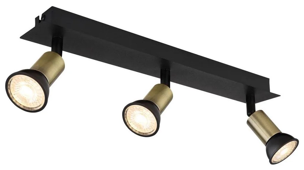 Globo 57998-3B - Bodové svietidlo DREW 3xGU10/35W/230V čierna/mosadz