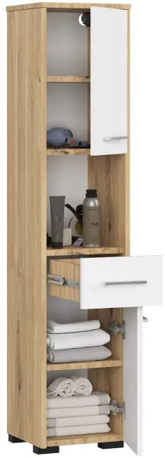 Kúpeľňová skrinka FIN SLIDE 30 2D 1SZ 1W PK artisan / biela