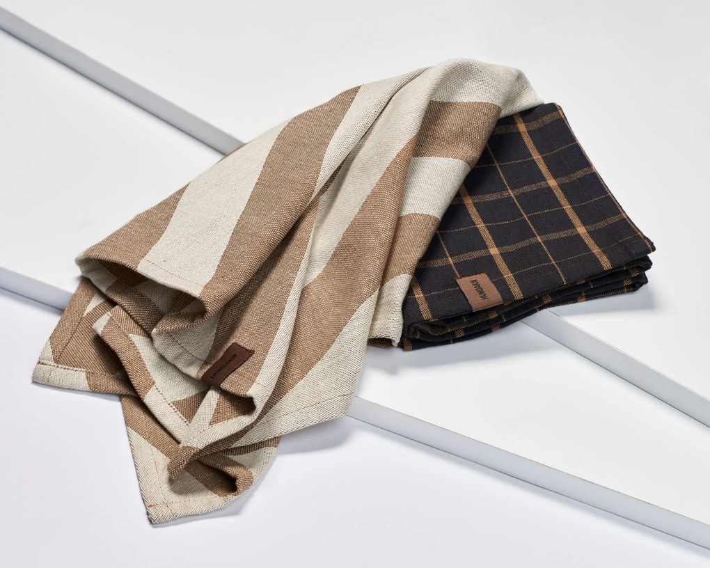 Humdakin Utierka z recyklovanej bavlny Brown Plaid – set 2 ks