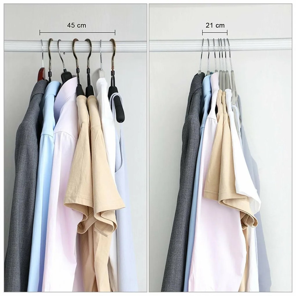 Velúrová súprava vešiakov Maxi 50 kusov sivá