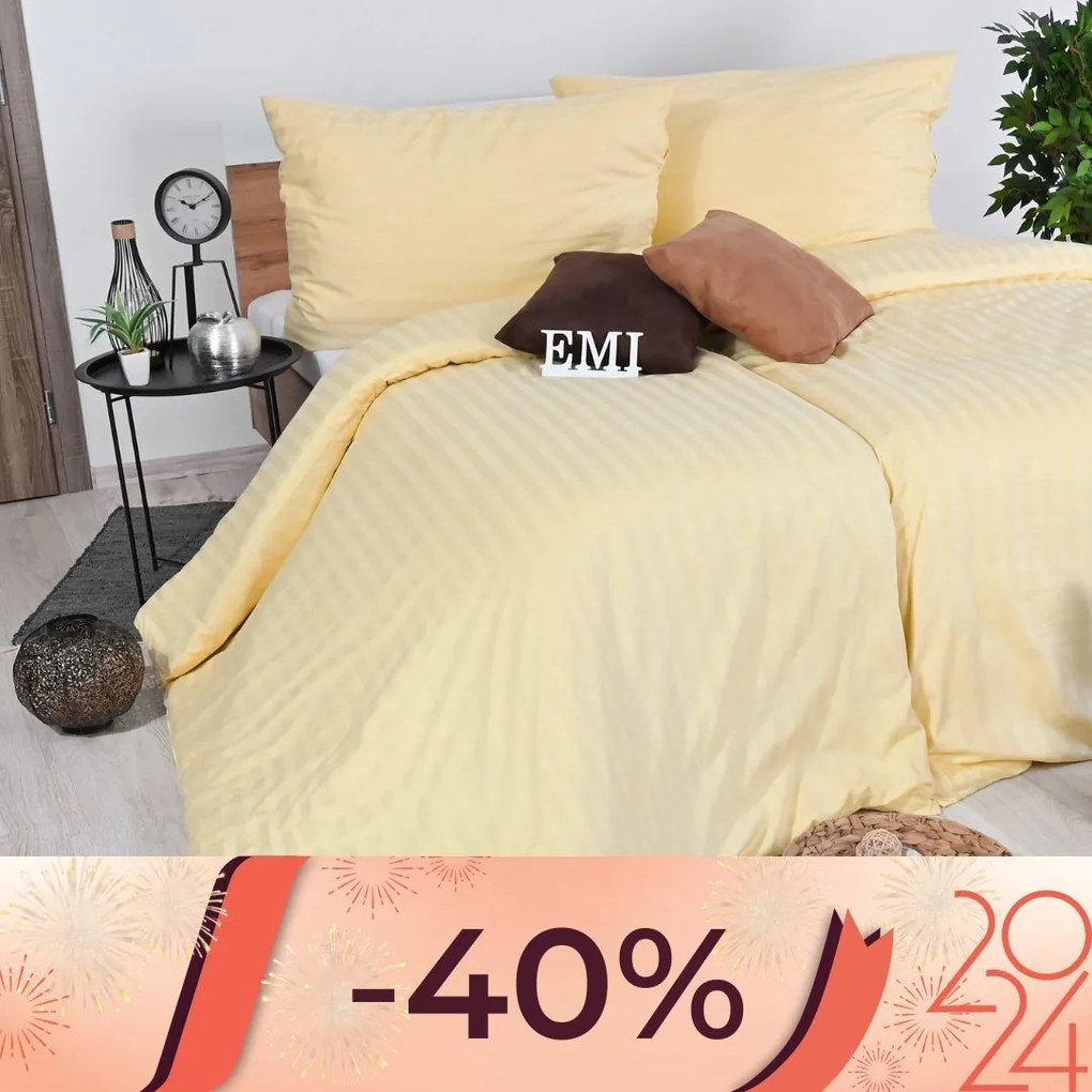 Obliečky damaškové zlaté EMI: Francúzsky set1 200x220 + 2x (70x90)