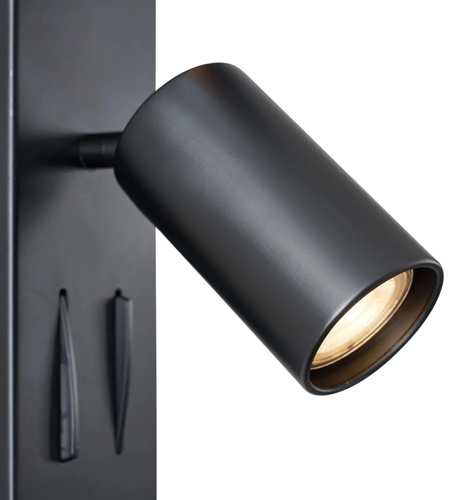 Moderné nástenné svietidlo čierne 2-svetlá naklápacie s portom USB-C - Lesly