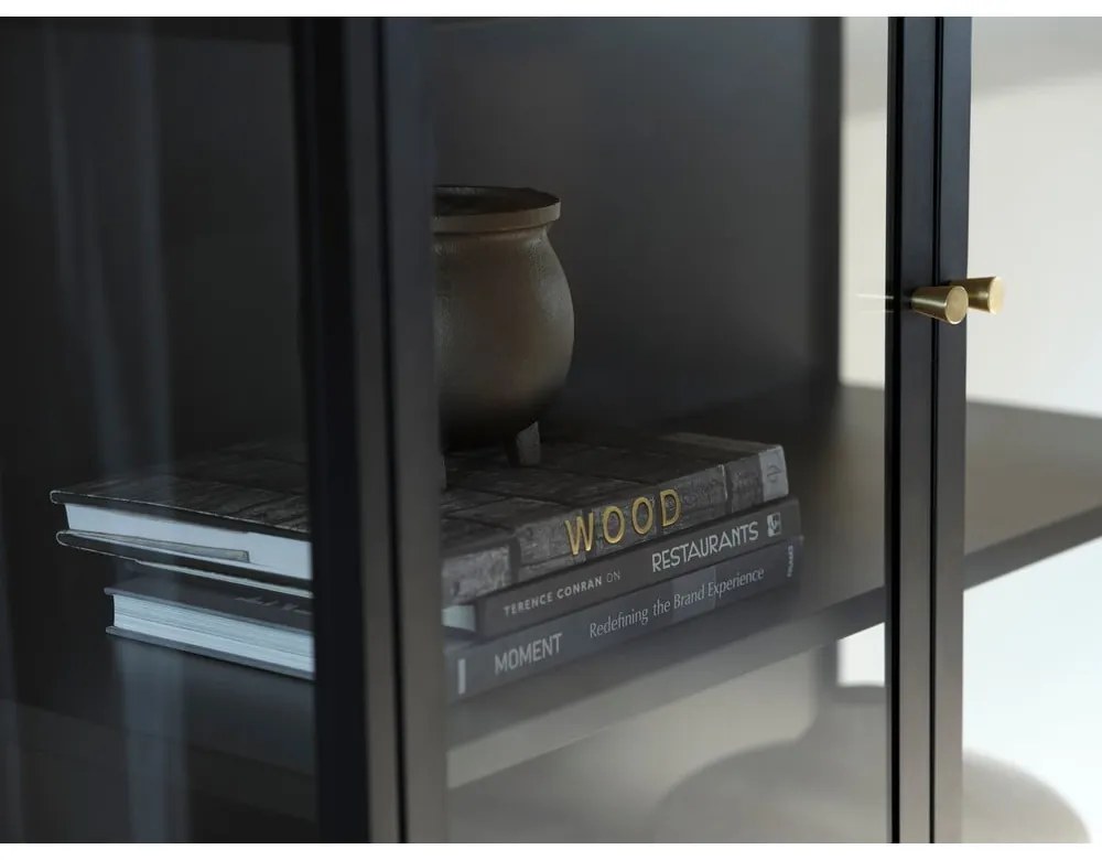 Čierna kovová vitrína 90x160 cm Carmel – Unique Furniture