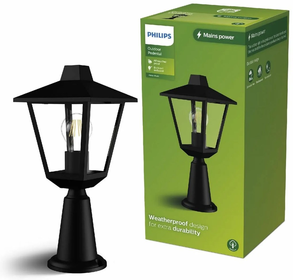 Philips Kinno vonkajšie stĺpové svietidlo čierna, 38,5 cm, E27, max. 1x25 W