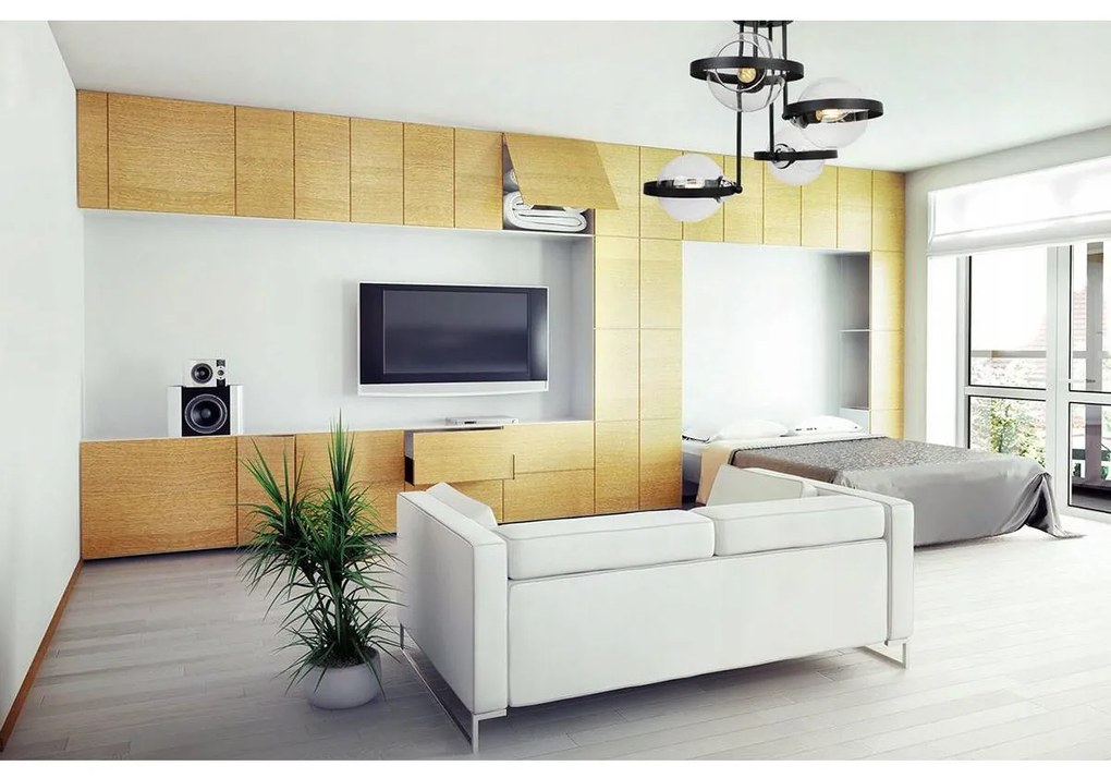 Stropné svietidlo Haga Ring, 4x transparentné sklenené tienidlo (výber z 3 farieb uchytenia)