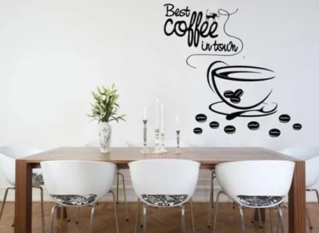 Nálepka na stenu s textom BEST COFFEE IN TOWN 50 x 100 cm