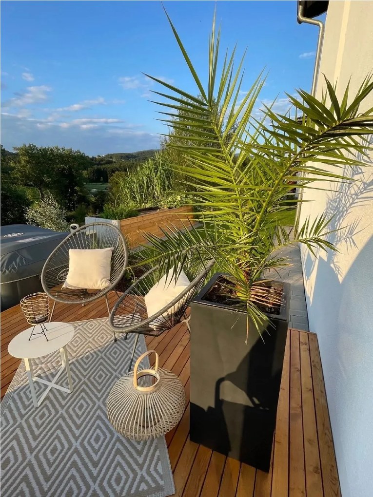 Kvetináč BLOCK, sklolaminát, výška 80 cm, antracit, outlet