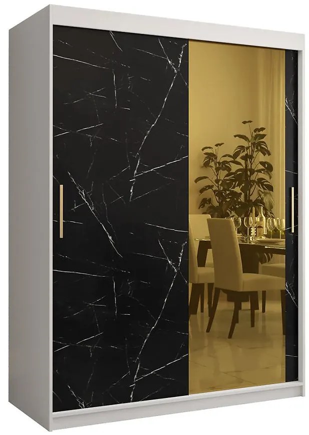 Skriňa Platinum T2 150 biely mramor/čierna