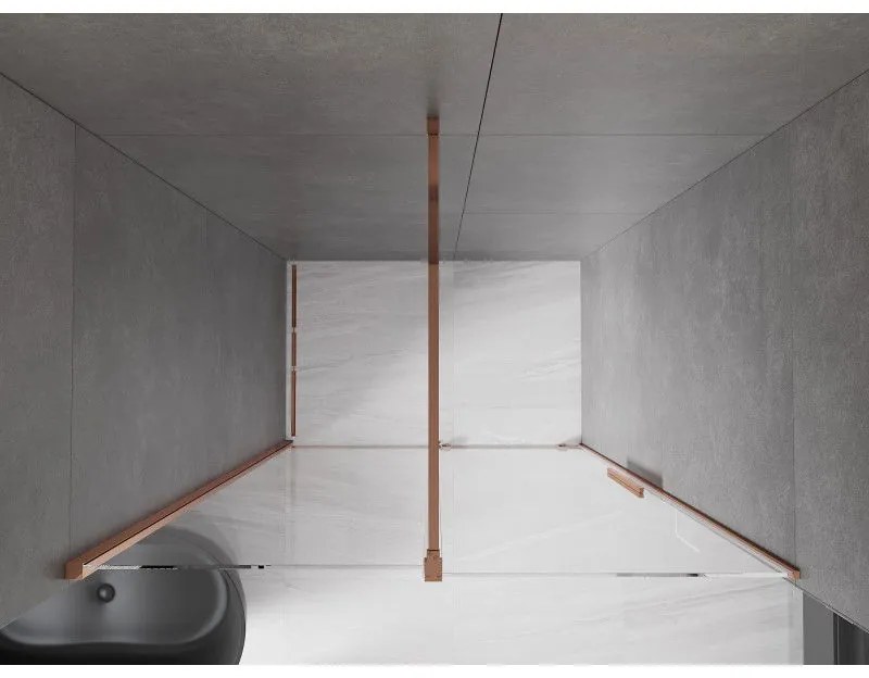 Mexen Velar, posuvné dvere do otvoru 130x200 cm, 8mm číre sklo, ružové zlato, 871-130-000-01-60