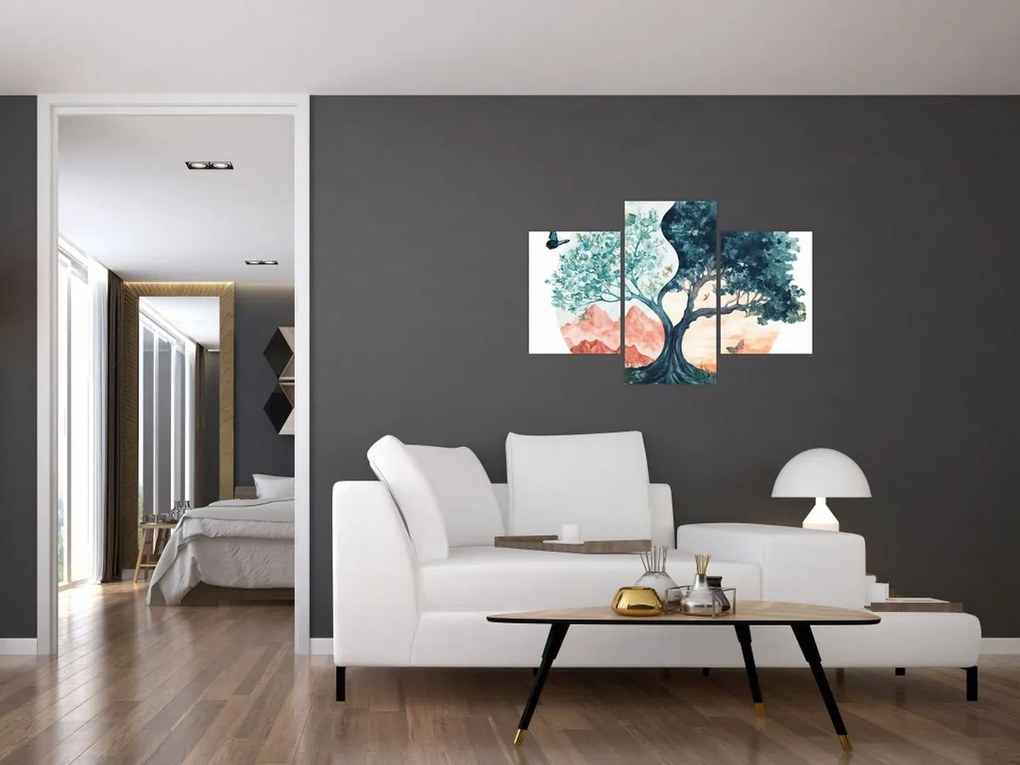 Obraz – Akvarelový strom plný života (90x60 cm)