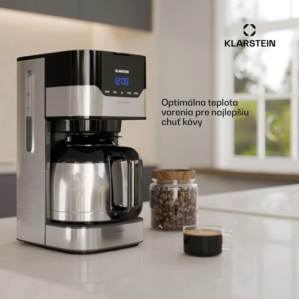 Klarstein Arabica 1.2, kávovar, 1,2 l, EasyTouch Control, strieborný/čierny
