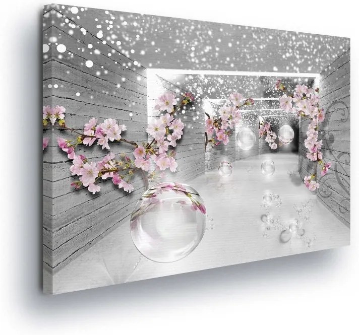 GLIX Obraz na plátne - Pink Flower in the Silver Tunnel 100x75 cm