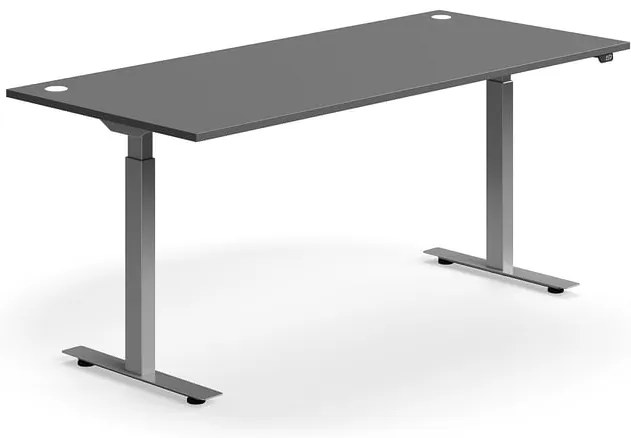 Výškovo nastaviteľný stôl FLEXUS, rovný, 1800x800 mm, strieborný rám, šedá
