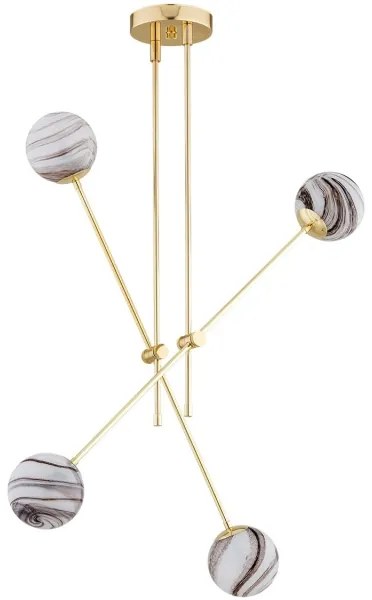 Argon 1840 - Luster na tyči ABSOS 4xE14/7W/230V alabaster zlatá