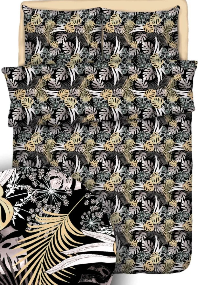Obliečky bavlnené Palmarine Gold - 1x Vankúš 90x70cm, 1x Paplón 140x200cm
