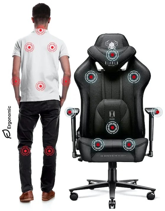 Látkové herné kreslo Diablo X-Player 2.0 Normal Size: čierne Diablochairs
