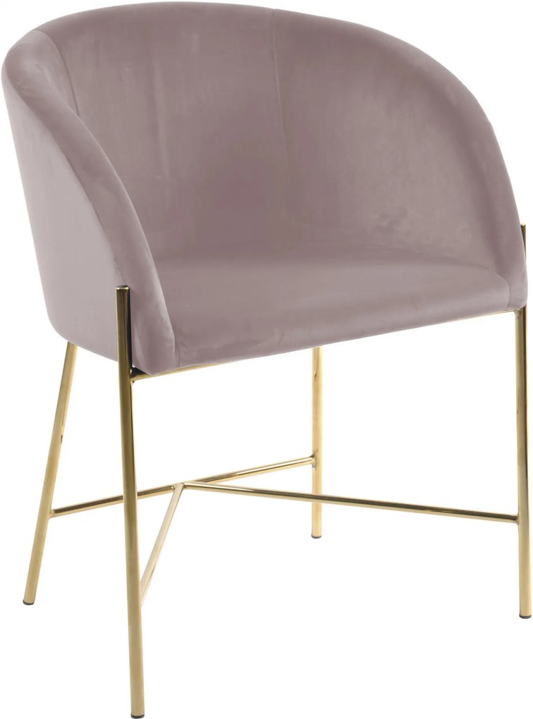 Bighome - Jedálenská stolička s opierkami NELSON, ružová, zlatá