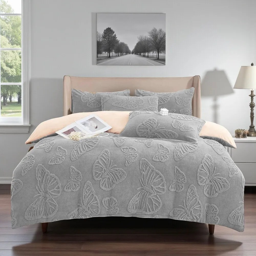 Jemné mikroplyš obliečky Homa EXCLUSIVE LIGHT GREY 7-dielna sada 140x200 cm