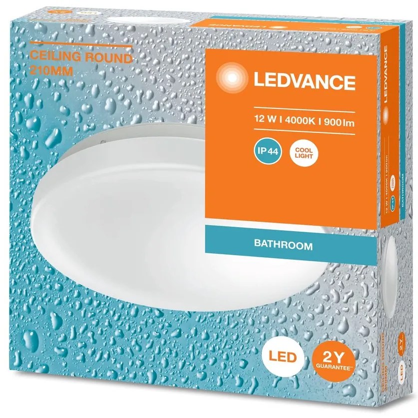 LEDVANCE LEDVANCE, Kúpeľňové stropné svietidlo, priemer 210mm, 900lm, 12W, 4000K, IP44, AC464790055