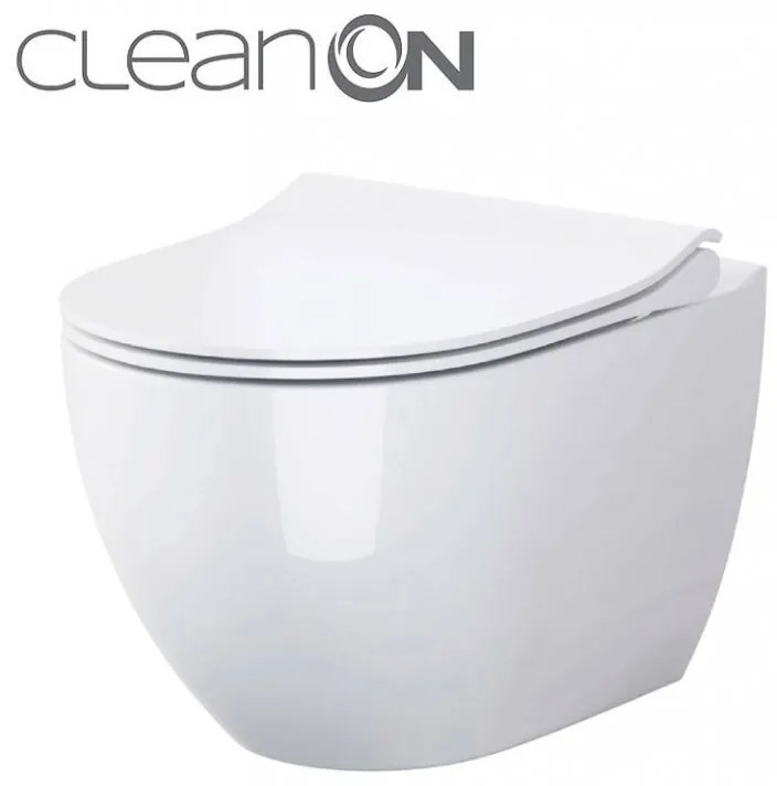 Cersanit Zen, závesná wc misa CleanOn 50x36x37 cm s pomaly padajúcim sedátkom, biela, S701-428