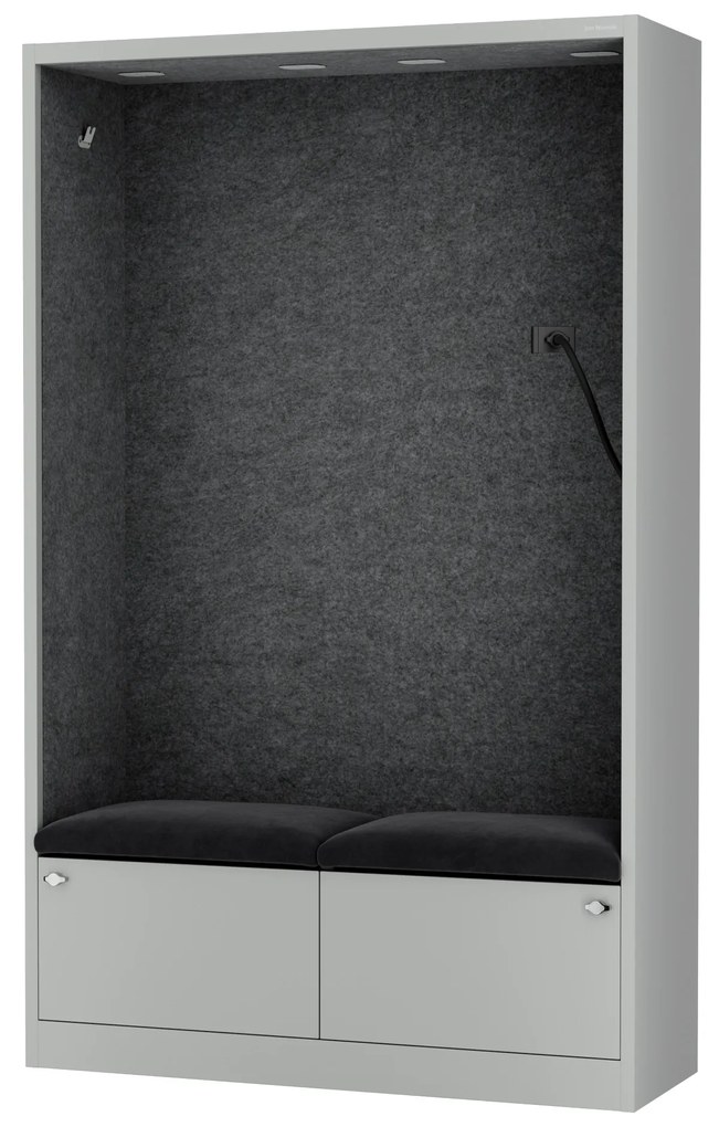 Akustická kabína SALLY MentalBox 1150 mm – sivý korpus, tmavosivé sedadlo
