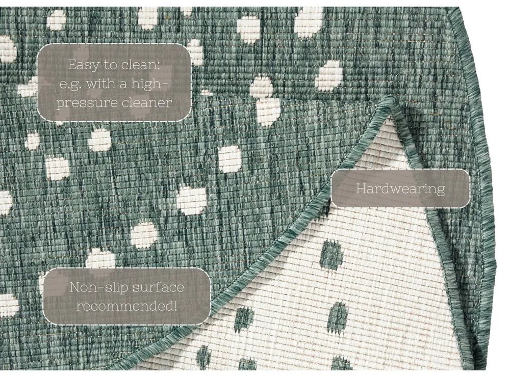 Zelený obojstranný vonkajší koberec NORTHRUGS Bali, Ø 140 cm