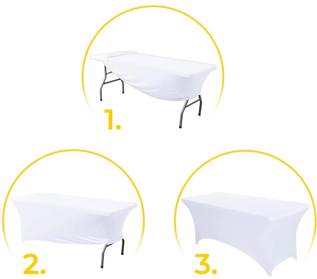 Univerzálny obrus na cateringový stôl 240 cm, biely elastický, MultiGarden