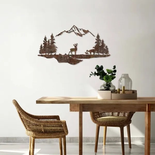 Nástenná dekorácia 2ks 70x38 cm jeleň kov/hnedá