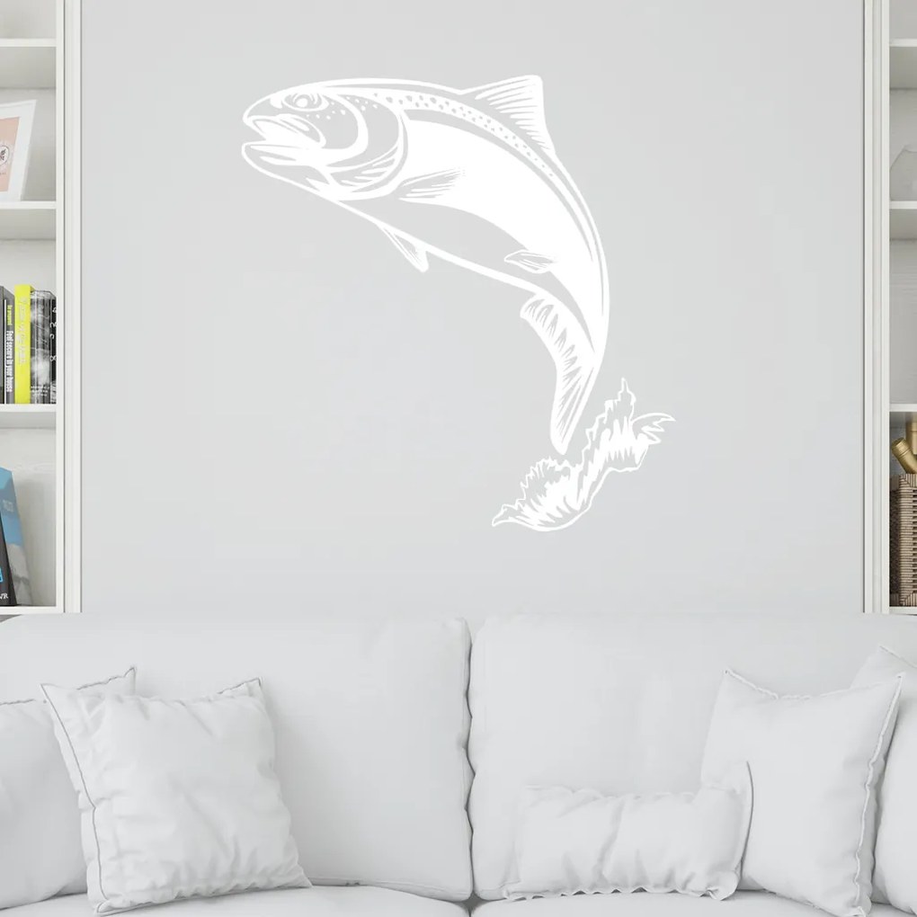 Veselá Stena Samolepka na stenu na stenu Pstruh Farba: černá
