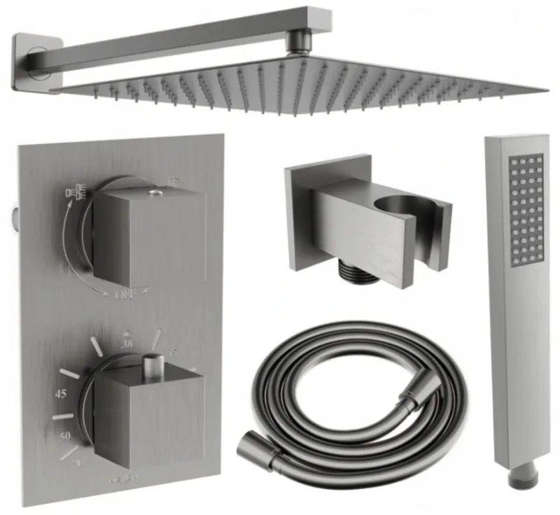 Mexen Cube DR02 podomietkový sprchový set s dažďovou sprchou 25x25 cm (6v1), grafitová, 77502DR0225-66