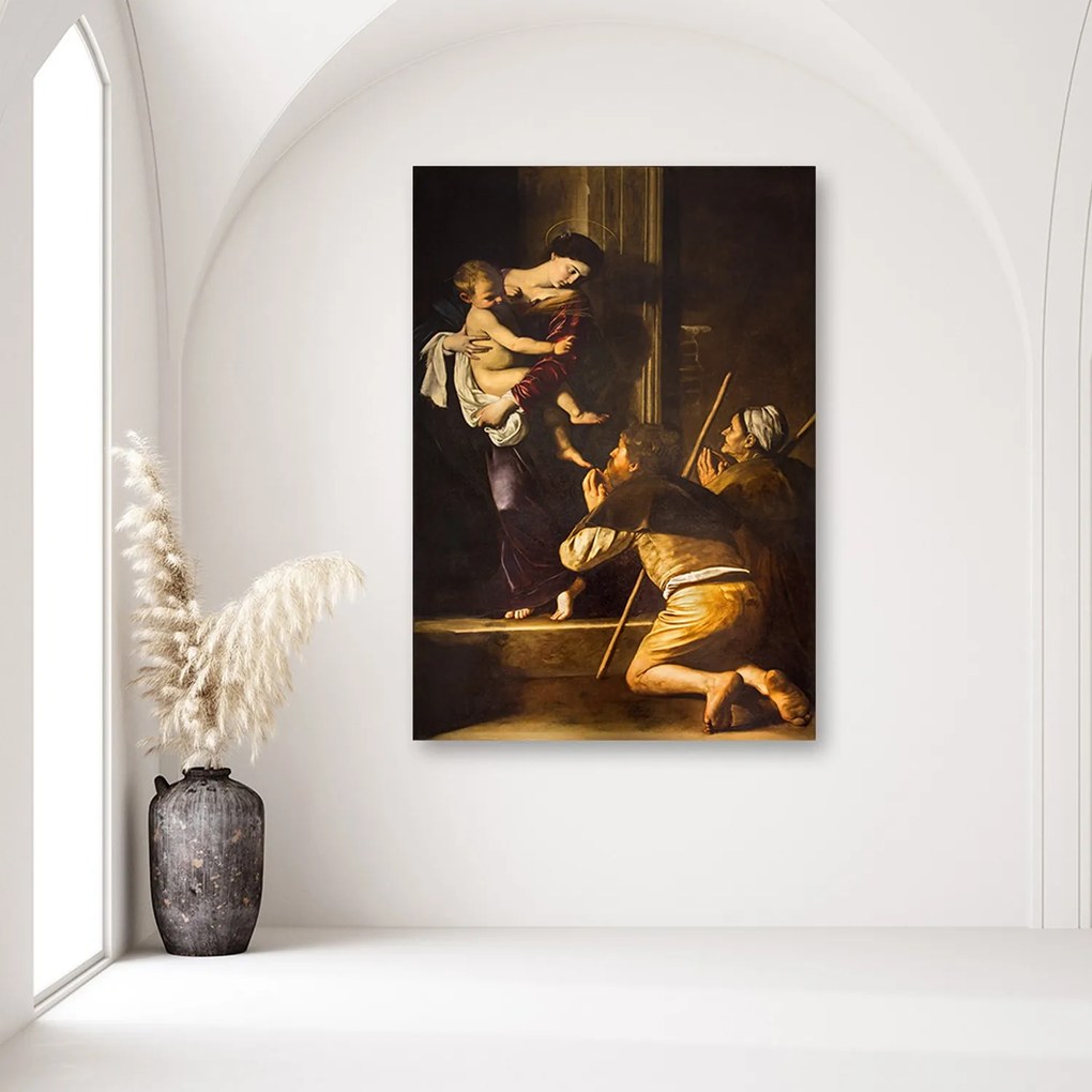 Gario Vászonkép Michelangelo Merisi da Caravaggio, lorettói madonna és a zarándokok, Róma Rozmery: 40 x 60 cm