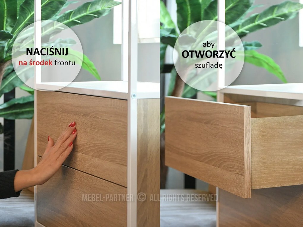 Komoda Soren Kom (sonoma + biela). Vlastná spoľahlivá doprava až k Vám domov. 1110767