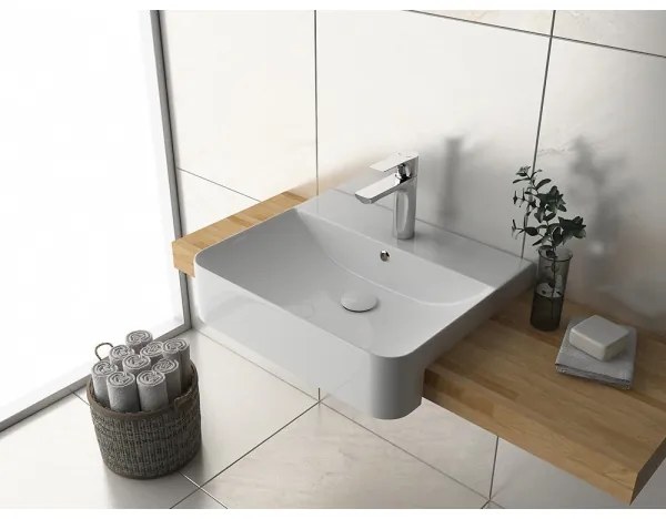 Isvea - Polozapustené umývadlo SOTT AQUA 59x49 cm keramika/biela