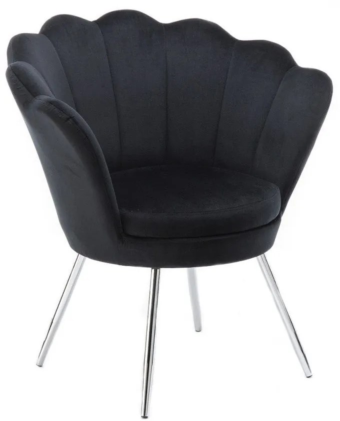 LuxuryForm DESIGN Kreslo FREY VELUR so striebornými nohami - čierne