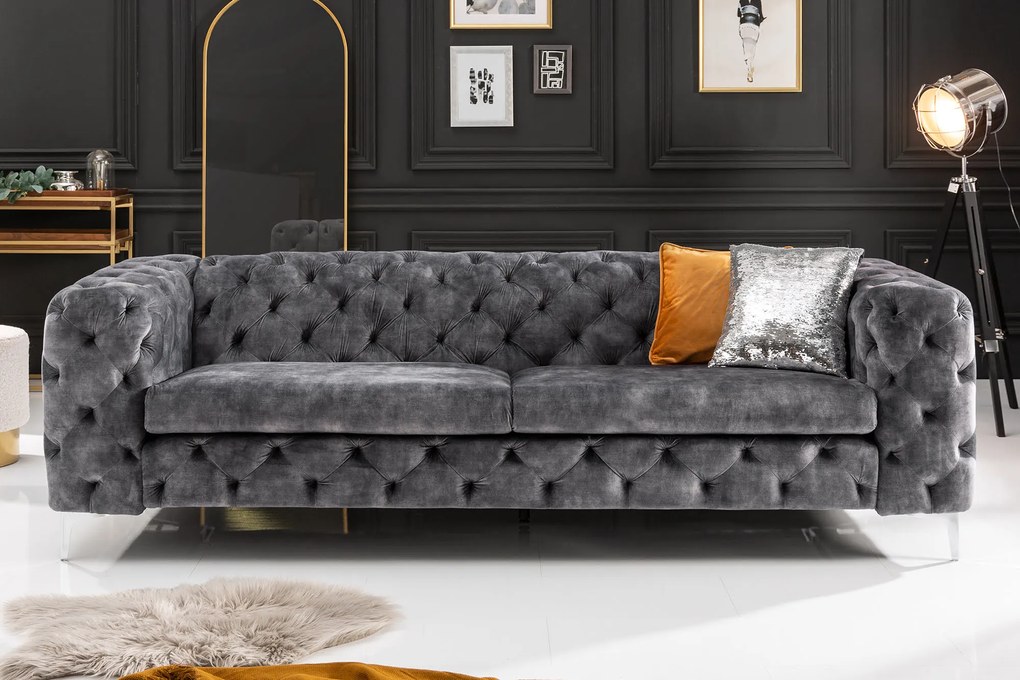 Sedačka Modern Barock 240 cm tmavosivá
