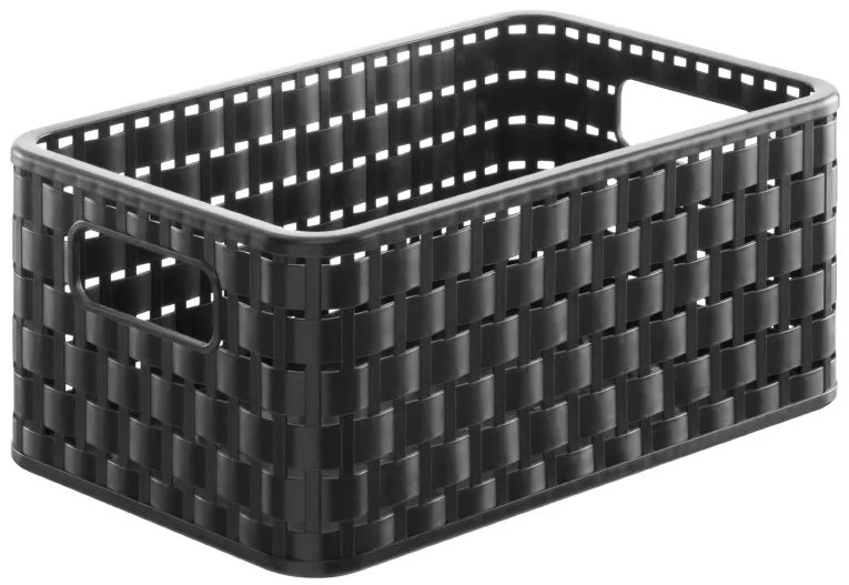Rotho Plastový košík COUNTRY, rovný, antracit (4l - 24x16x11)