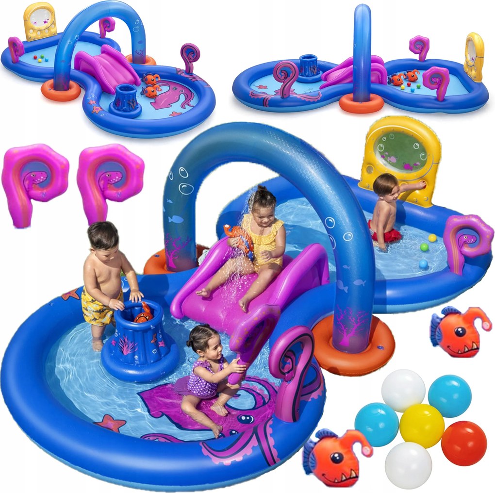 Vodné Detské Ihrisko Nafukovací Bazén Fontána Šmýkačka Hračky